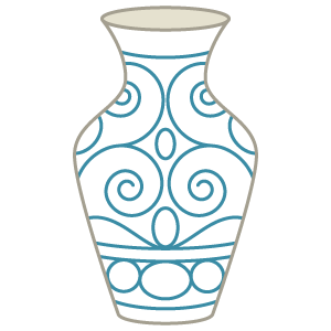 white vase with blue designs