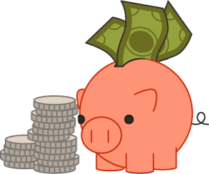 piggy bank and money