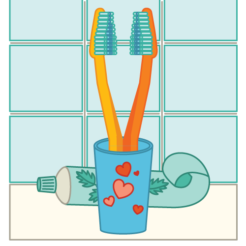 two toothbrushes in a cup 